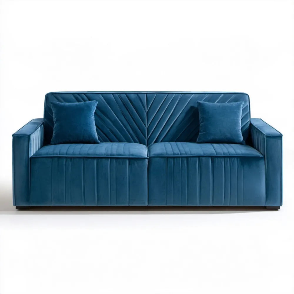 Granatowa sofa dwuosobowa z weluru poliestrowego 180 × 88 × 86 cm