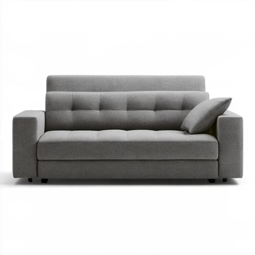 Szara sofa dwuosobowa z czarnymi nóżkami, 170 × 85 × 88 cm