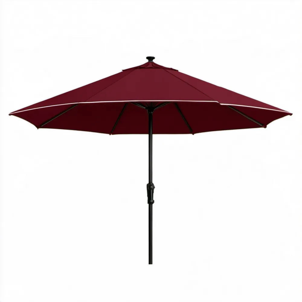 Parasol ogrodowy okrągły z korbą Bordowy/Czarny Ø300 cm, wysokość 245 cm