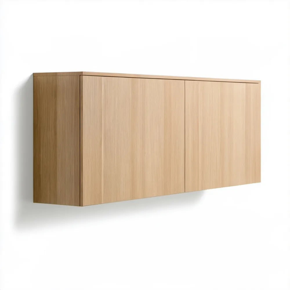 Wisząca szafka RTV z MDF, jasny dąb, 160 × 60 × 35 cm