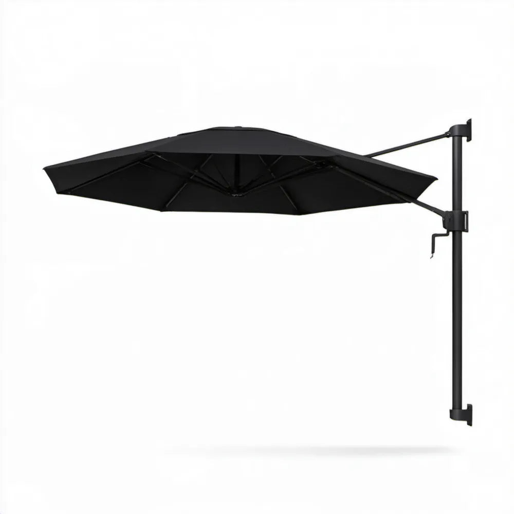 Czarny parasol ścienny ogrodowy 250 x 250 cm z korbą