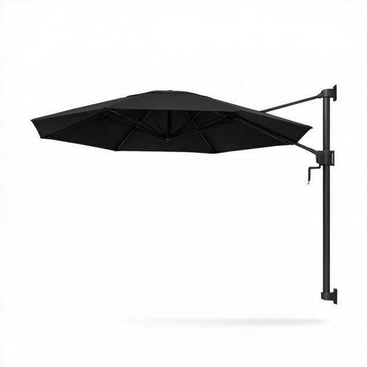 Czarny parasol ścienny ogrodowy 250 x 250 cm z korbą