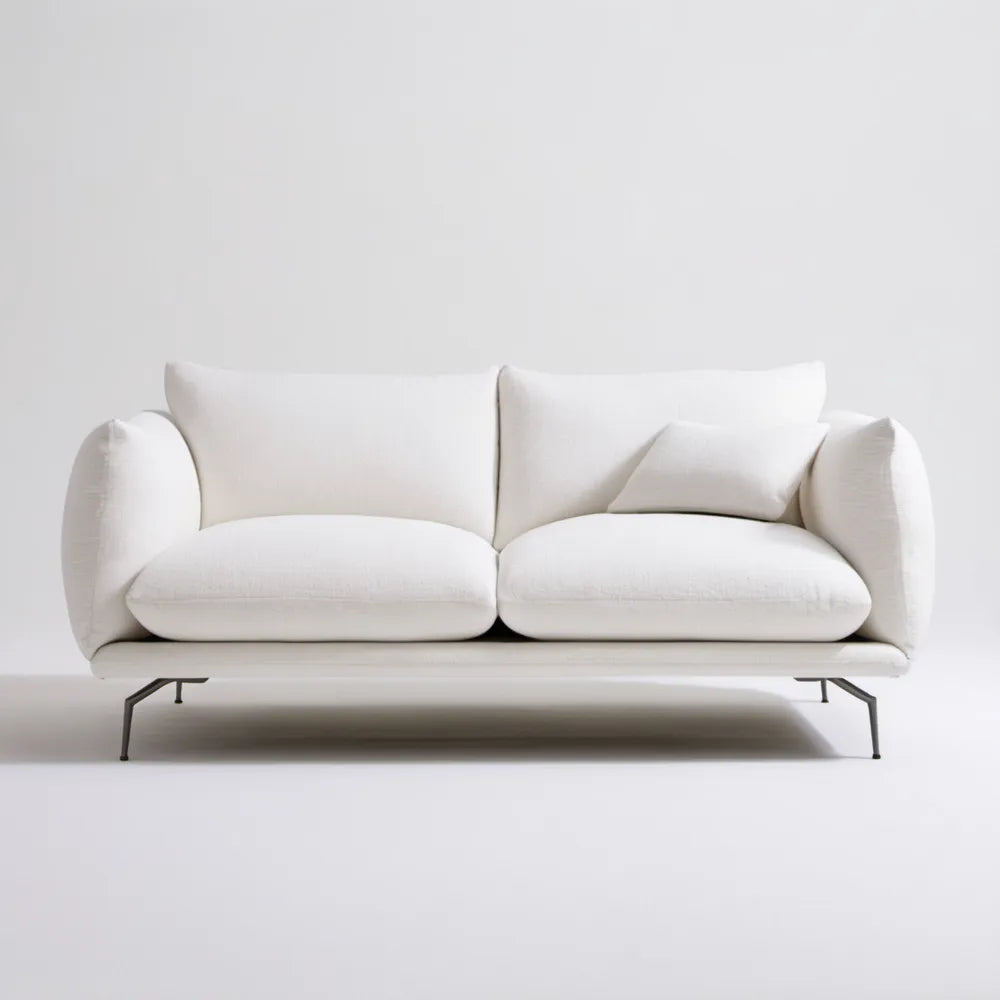 Kremowa sofa dwuosobowa 180 x 90 x 82 cm z czarnymi stalowymi nogami