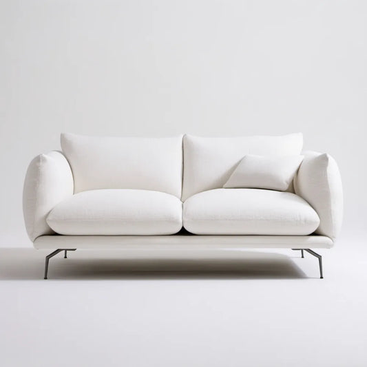 Kremowa sofa dwuosobowa 180 x 90 x 82 cm z czarnymi stalowymi nogami