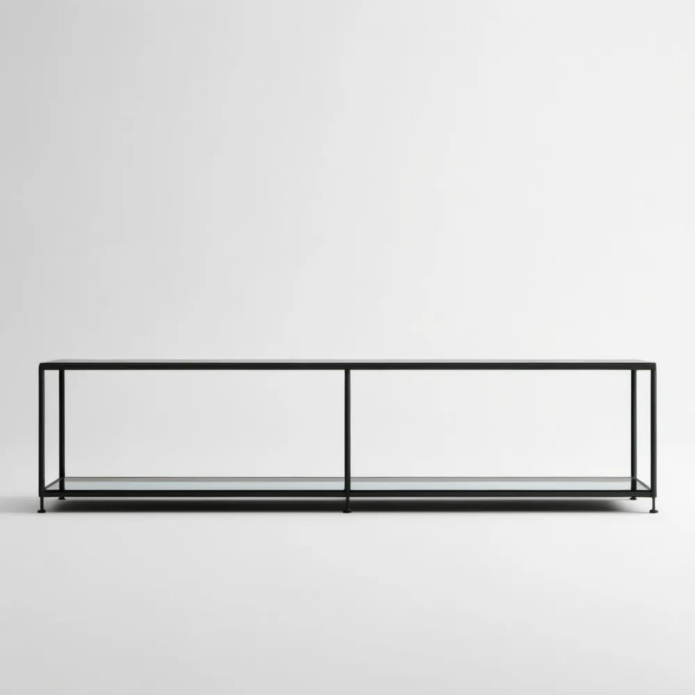 Czarna stalowa szafka RTV 180 x 40 x 40 cm
