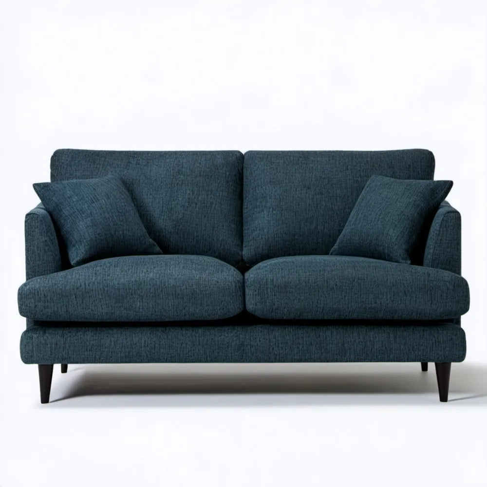 Granatowa sofa dwuosobowa z tkaniny poliestrowej 160 x 88 x 85 cm