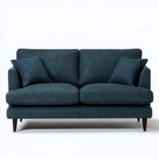 Granatowa sofa dwuosobowa z tkaniny poliestrowej 160 x 88 x 85 cm