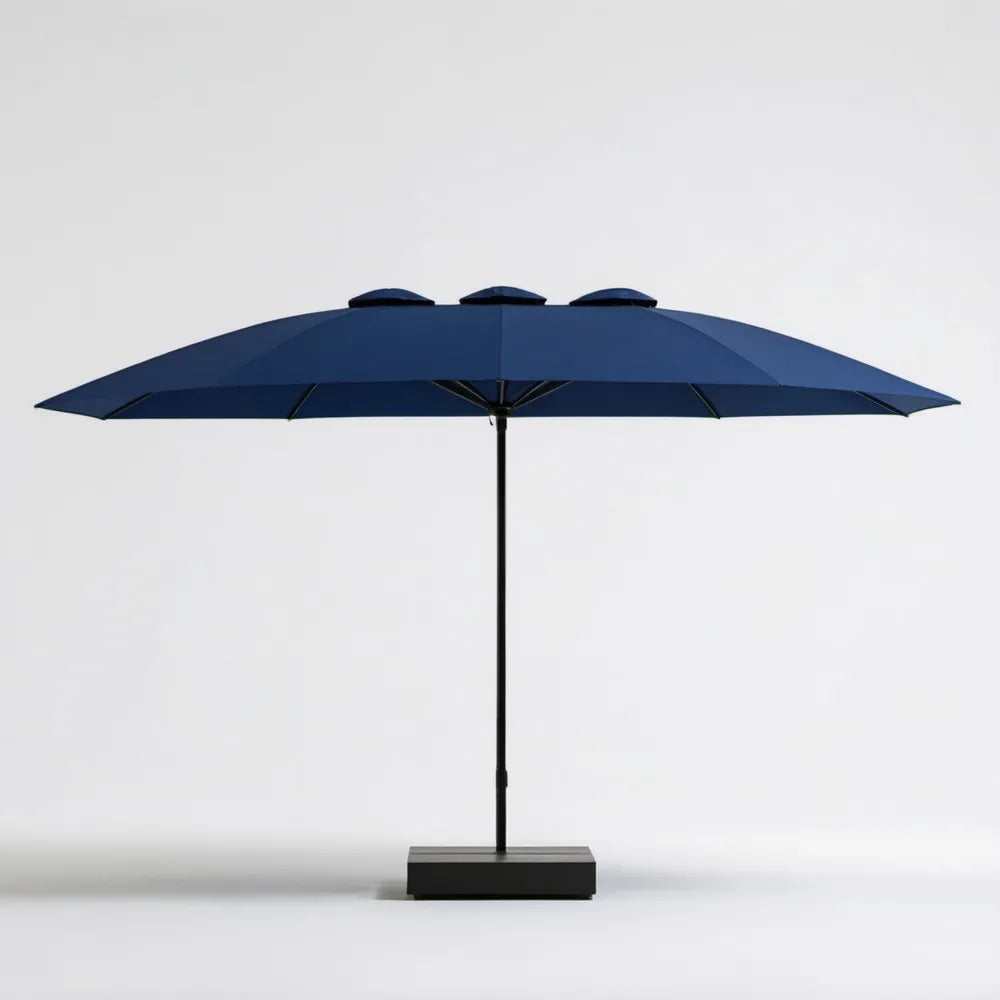 Potrójny parasol ogrodowy prostokątny 460 × 270 × 245 cm, granatowo-czarny
