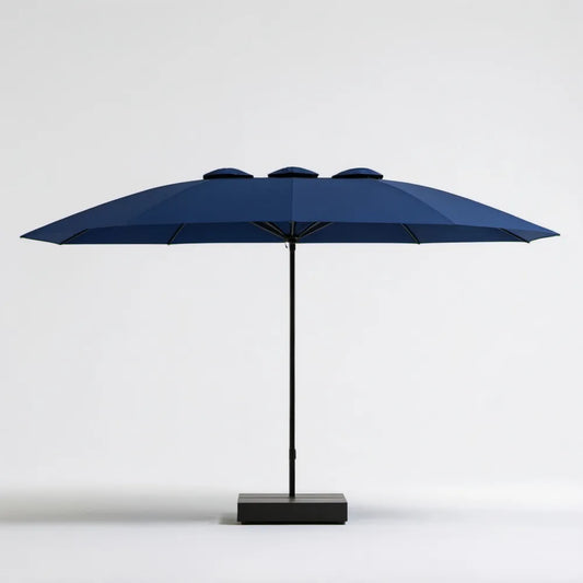 Potrójny parasol ogrodowy prostokątny 460 × 270 × 245 cm, granatowo-czarny