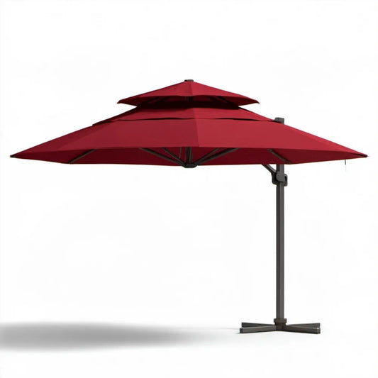 Czerwony parasol ogrodowy boczny kwadratowy 300 x 300 cm