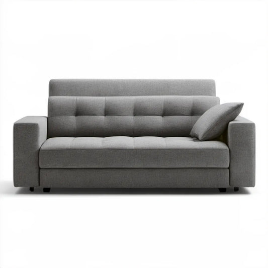 Szara sofa dwuosobowa z czarnymi nóżkami, 170 × 85 × 88 cm