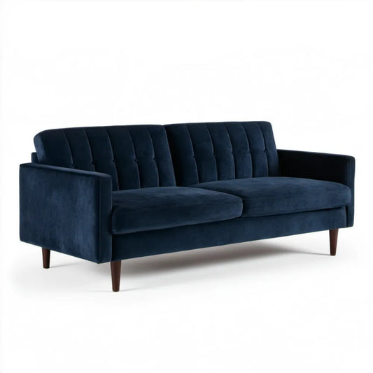 Dwuosobowa sofa z granatowego aksamitu 180 × 84 × 85 cm