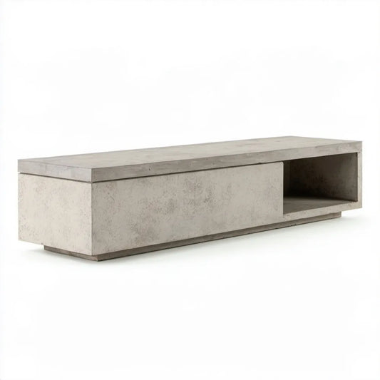 Szafka RTV 160 x 40 x 45 cm z przesuwnymi drzwiami, dekor jasnego betonu