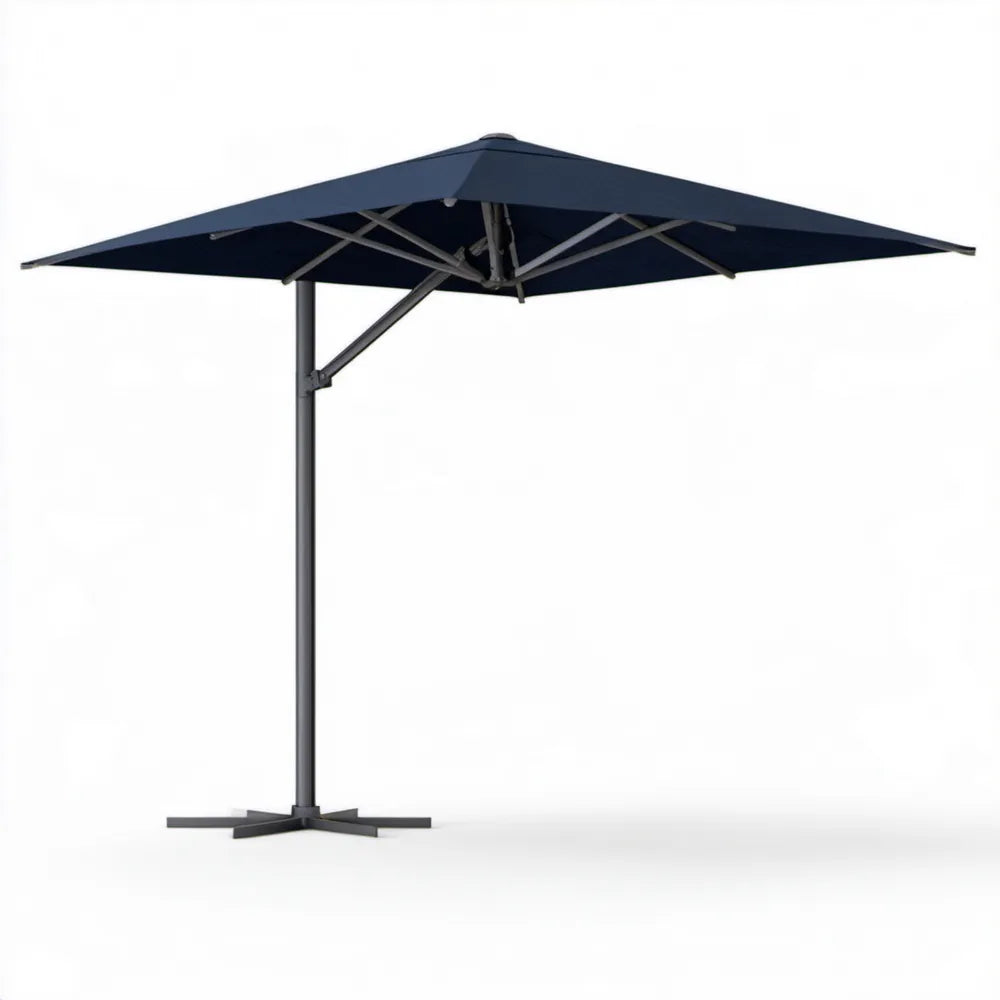 Boczny parasol ogrodowy kwadratowy 300 x 300 cm granatowy/czarny