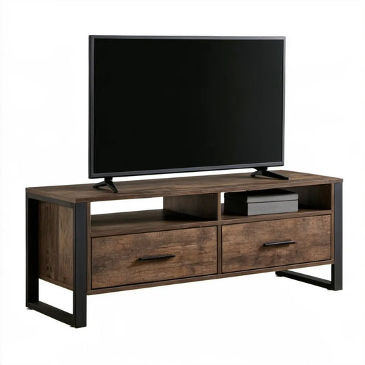 Szafka RTV 140 x 40 x 50 cm w kolorze ciemnego orzecha i czarnym