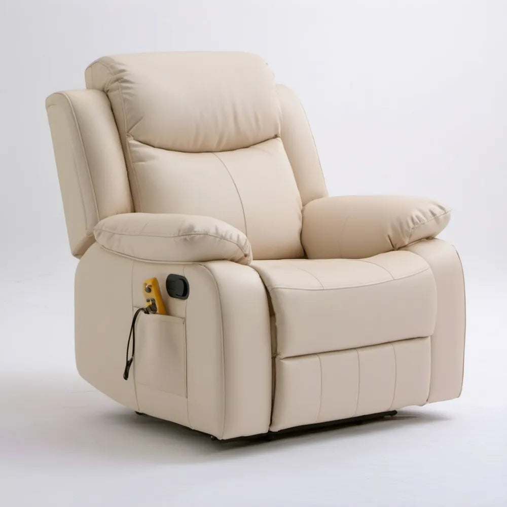 Elektryczny fotel relaksacyjny z pilotem, beżowy, 92 x 94 x 105 cm