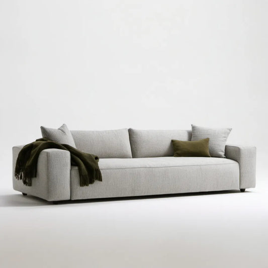 Trzyosobowa sofa jasnoszara z czarnymi nóżkami, 230 x 95 x 85 cm