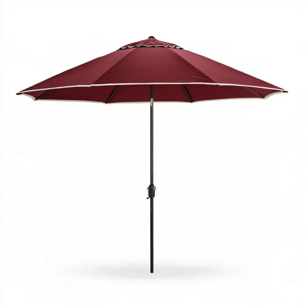 Bordowy parasol przeciwsłoneczny 300 cm z białą lamówką, wysokość 245 cm