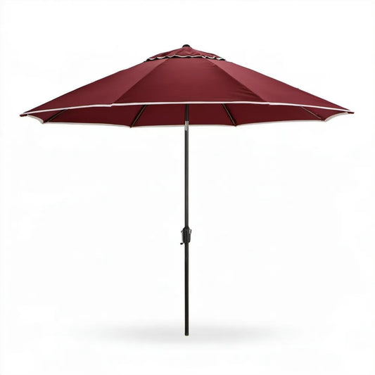 Bordowy parasol przeciwsłoneczny 300 cm z białą lamówką, wysokość 245 cm
