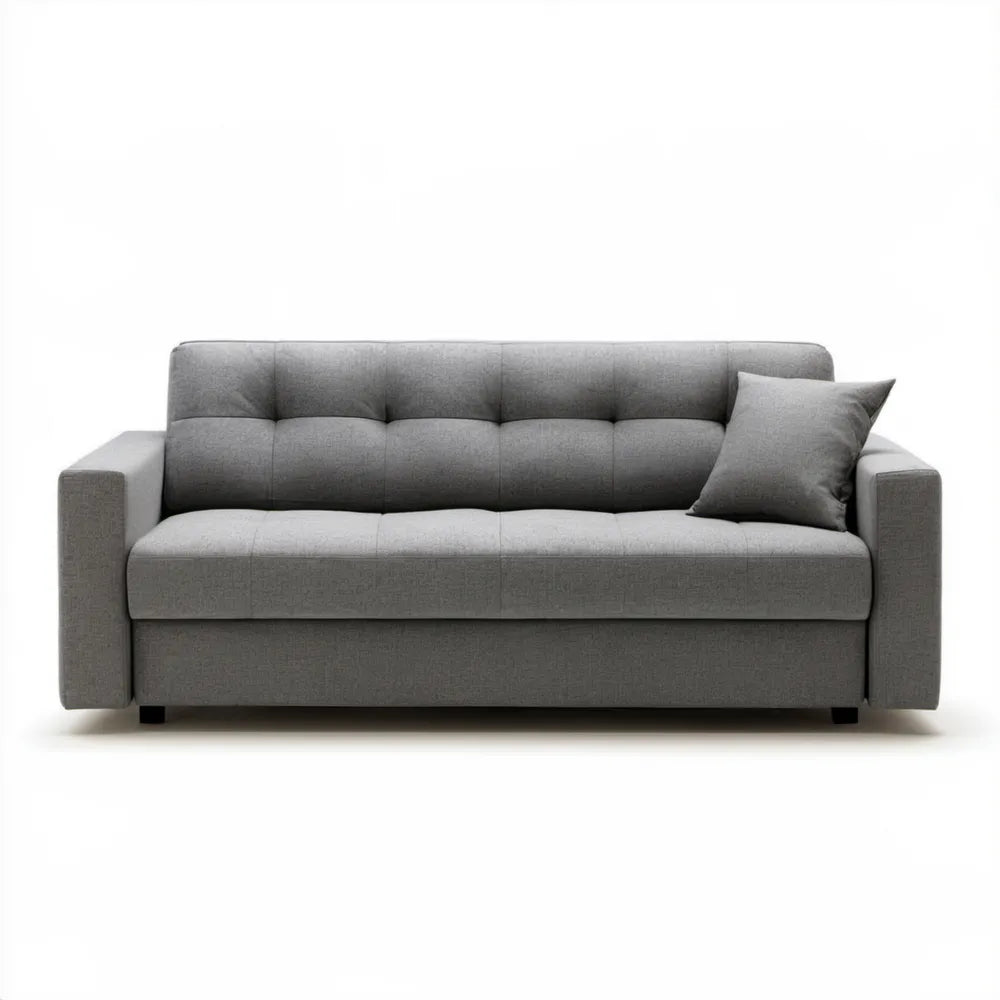 Szara sofa trzyosobowa z tkaniny poliestrowej 200 x 90 x 85 cm