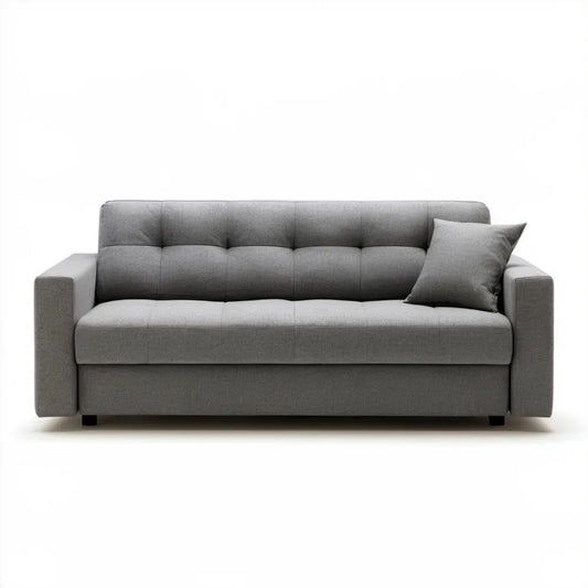 Szara sofa trzyosobowa z tkaniny poliestrowej 200 x 90 x 85 cm