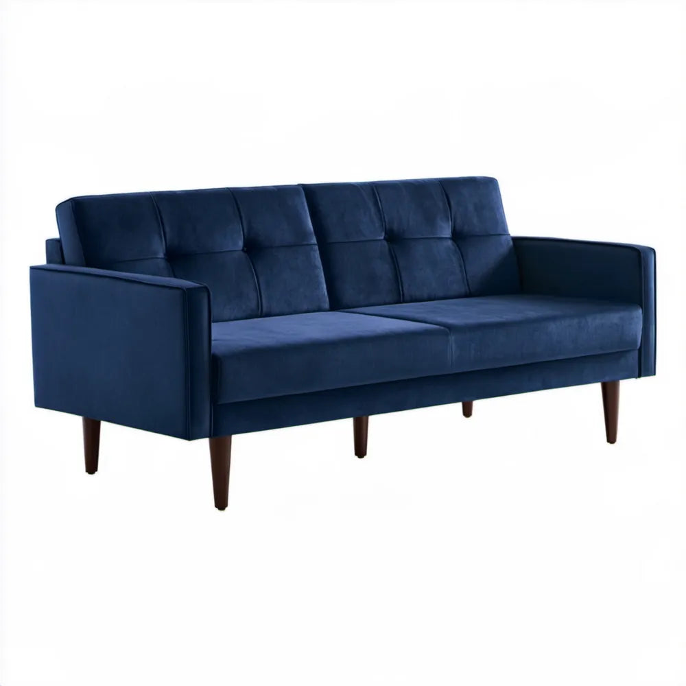 Trzyosobowa sofa z granatowego aksamitu poliestrowego 180 x 80 x 85 cm